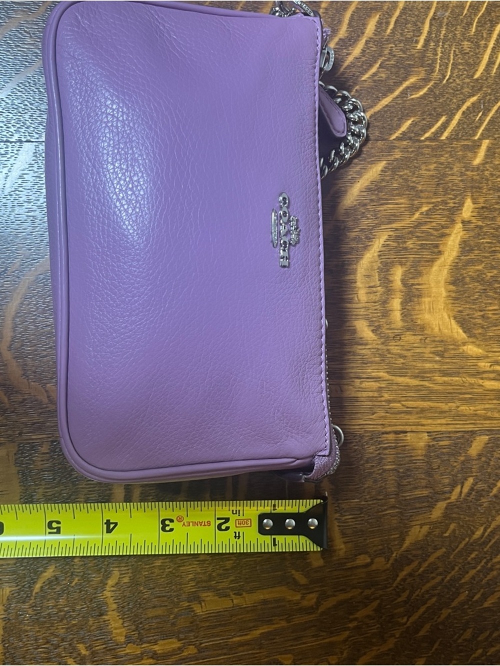 Coach Purple Pebbled Leather Nolita Silver Chain Small Shoulder Bag - Picture 8 of 8